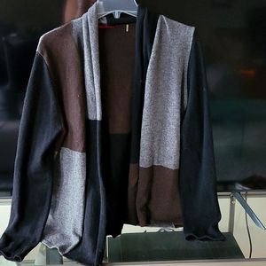 100% cashmere black brown gray cardigan, not sure brand